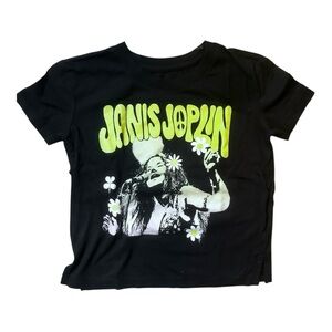 EUC GAP Girls Janis Joplin Black Short Sleeve Tee Shirt Size 6/7